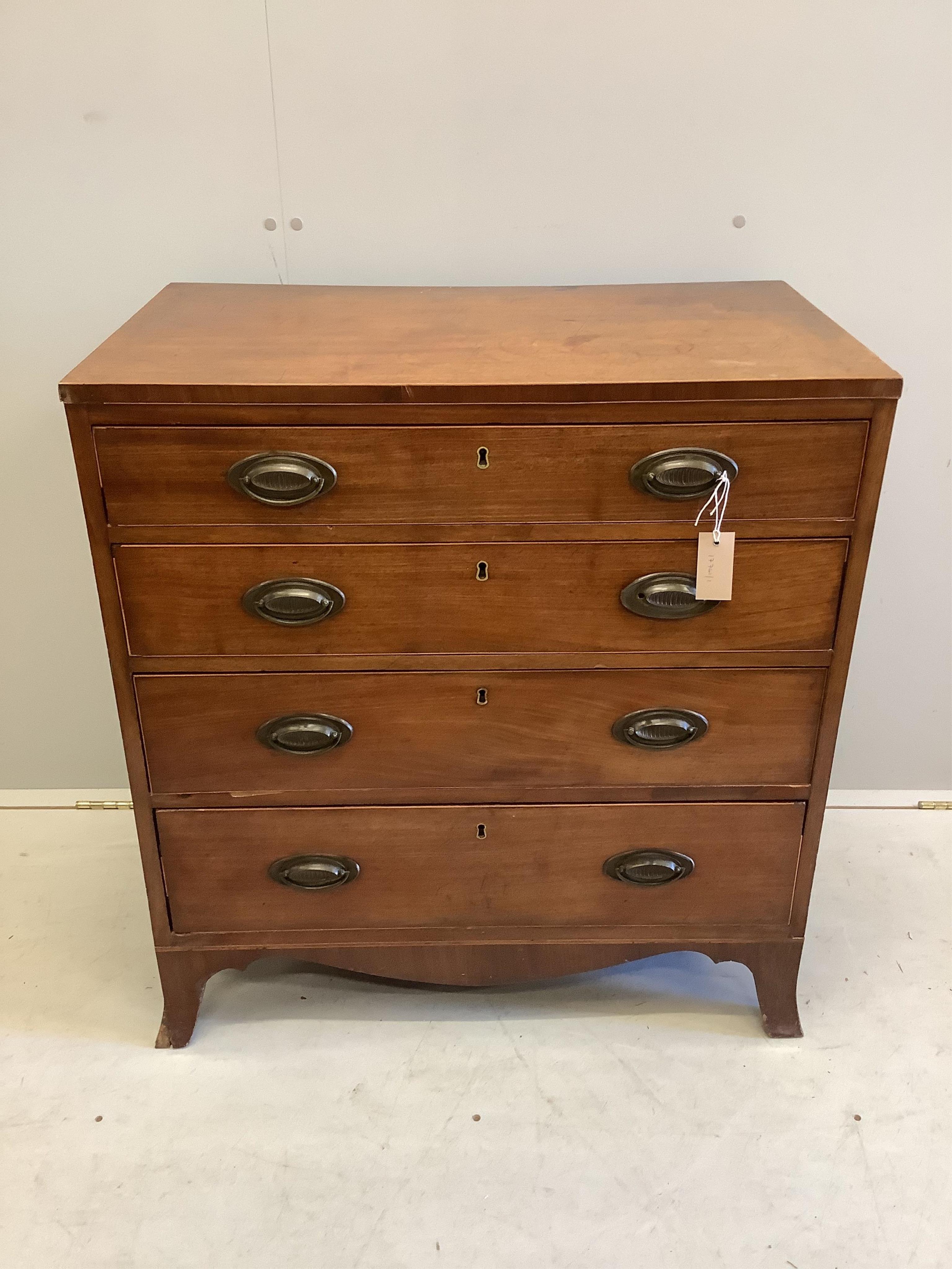 A small Regency mahogany chest of four drawers, width 78cm, depth 46cm, height 83cm